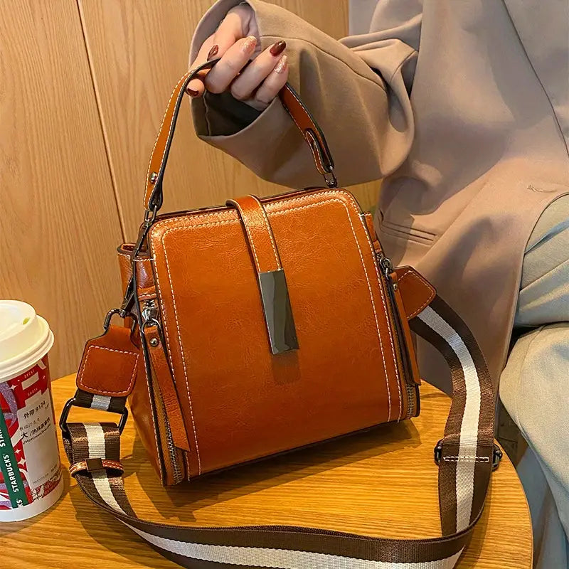Retro Crossbody Tas met Verstelbare Riem