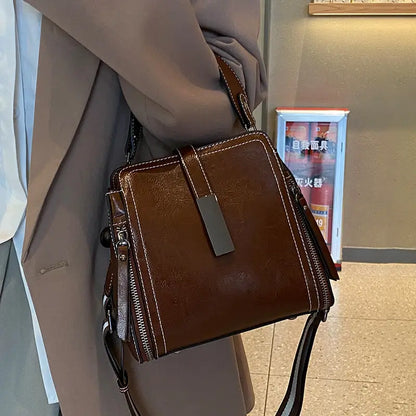 Retro Crossbody Tas met Verstelbare Riem