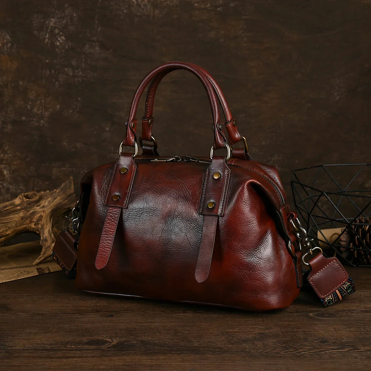 Bruine Leren Vintage Tas