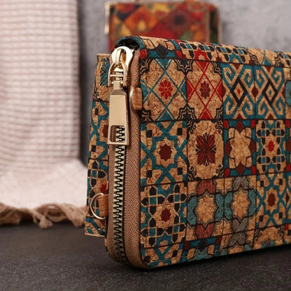 Lila Boho Bloemen Crossbody Portemonnee