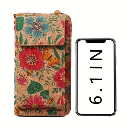 Lila Boho Bloemen Crossbody Portemonnee