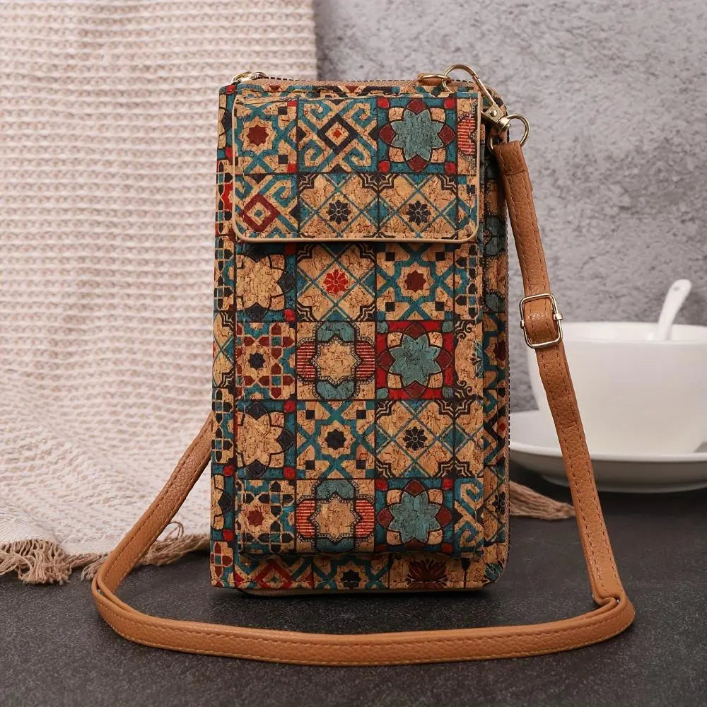 Lila Boho Bloemen Crossbody Portemonnee