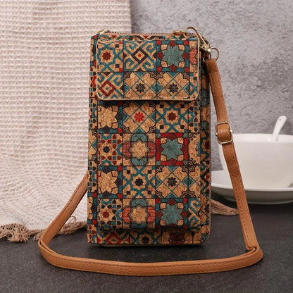 Lila Boho Bloemen Crossbody Portemonnee