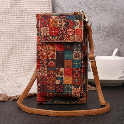 Lila Boho Bloemen Crossbody Portemonnee