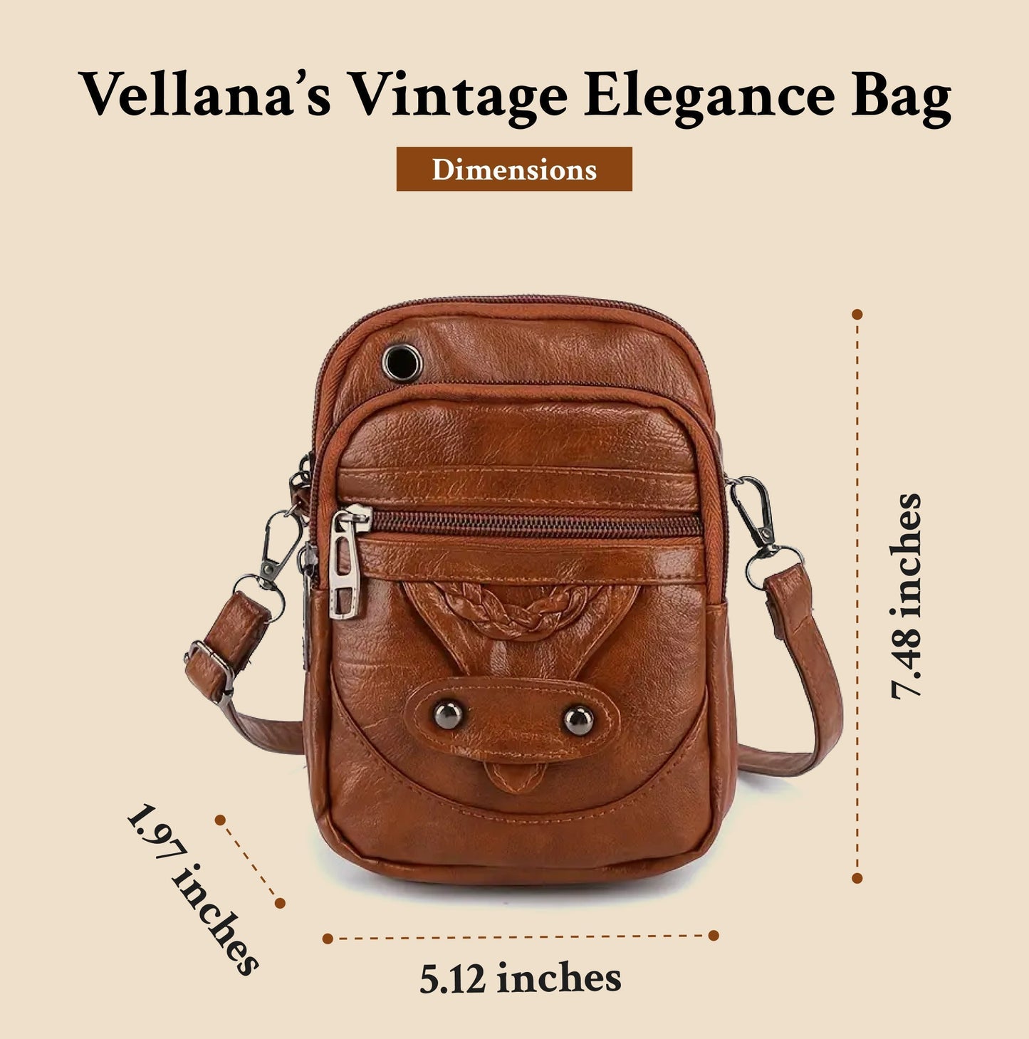 Vellana's Vintage Elegance | Leren Crossbody Tas
