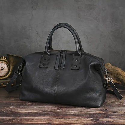 Vintage Bruine Leren Handtas voor Vrouwen
